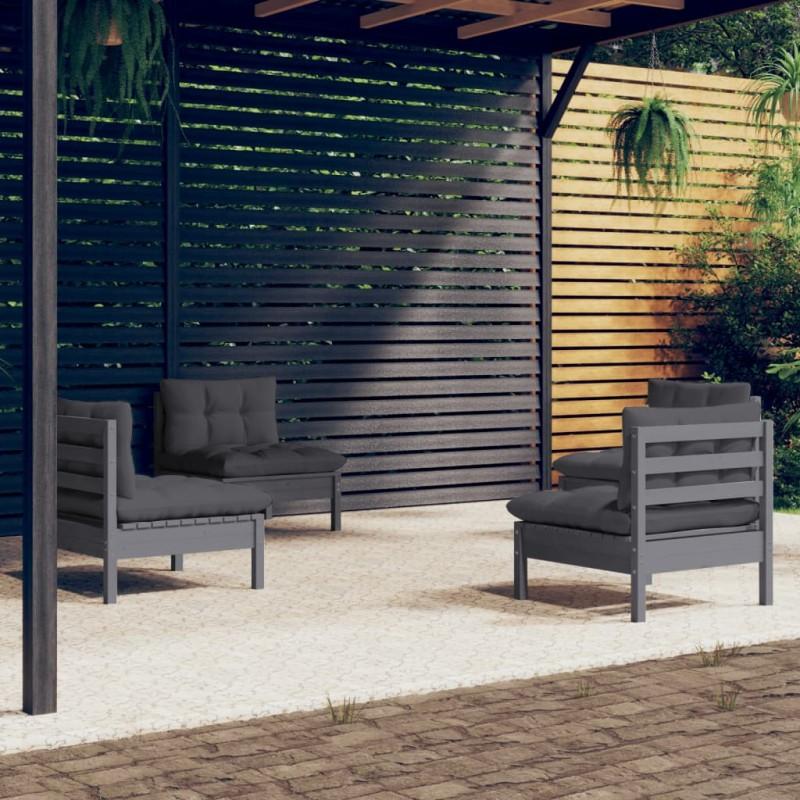 Day and Night - Day and Night Garden Furniture 4 Pieces with Anthracite Pine Wood Cushions