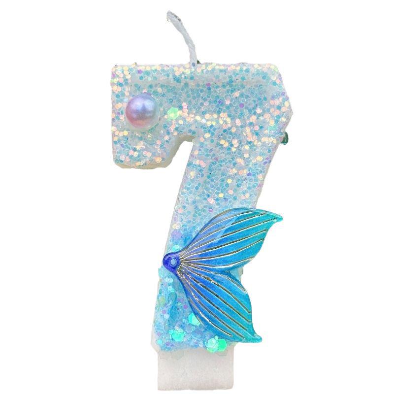 Mermaid Tail Digital Birthday Candles for Cake Decoration and Party DIY