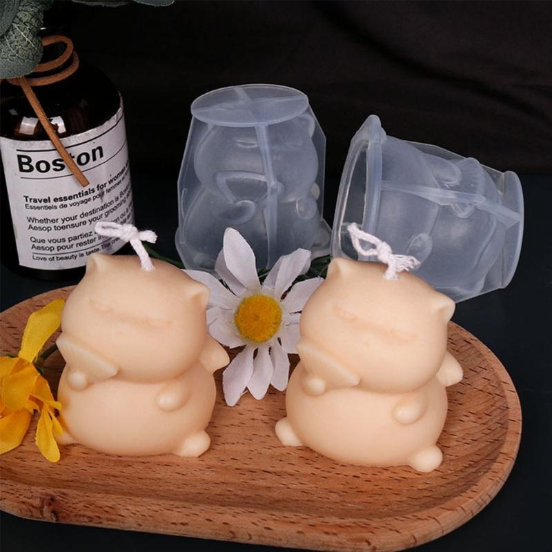 Fan Cat Chocolate Fondant Candle Silicone Molds Epoxy Resin DIY Ornaments Making Soap Melt Resin Clay Home Decorations