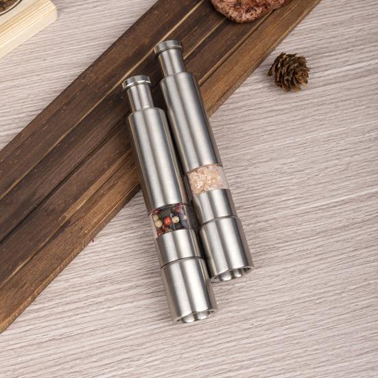 Manual Salt And Pepper Grinder Set Stainless Steel Pepper Mill with Clear Storage