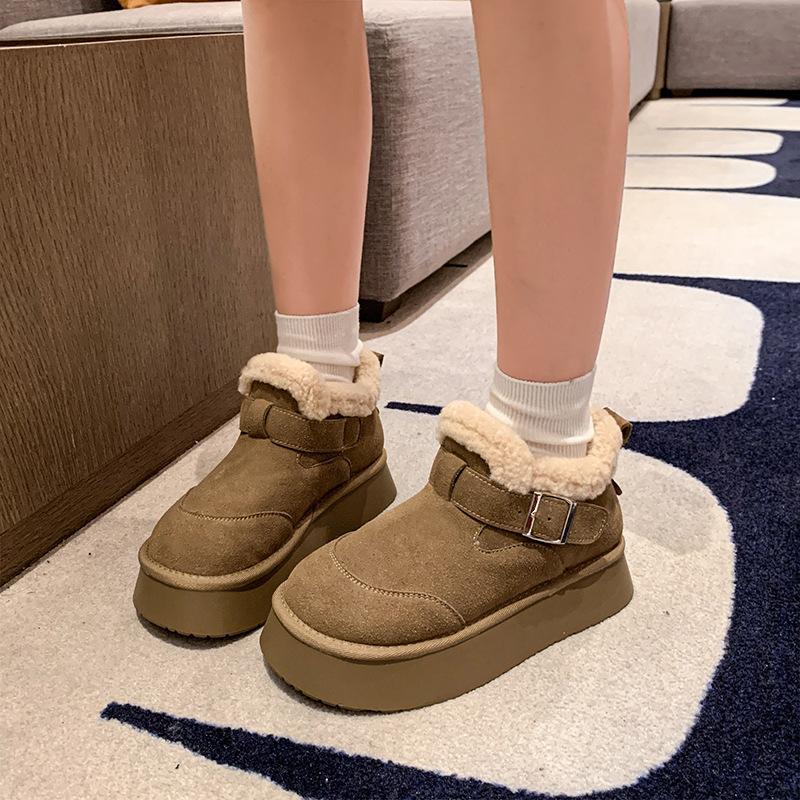 Women's Large Size Soft Sole Winter Warm Anti-slip Fur Snow Boots Padded Lined Ankle Boots Anti-slip Hiking Sports Cotton Boots