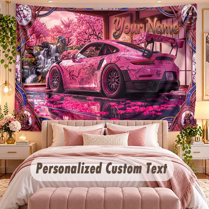 Autorennen (135) Themen-Wandteppich, individuell mit Namen und Text, personalisierter Hänge-Wandteppich für Schlafzimmer, Wohnzimmer-Dekoration