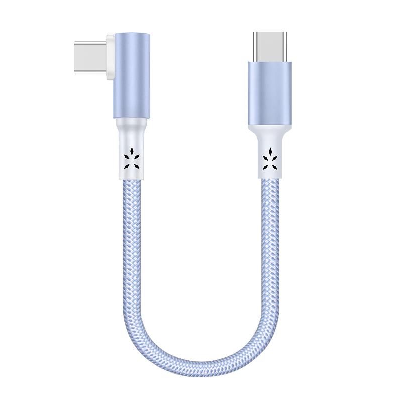 Factory Short USB Type-C Cable 5A Fast Charging 90 Degree Elbow Braided Portable Data Cable for iPhone