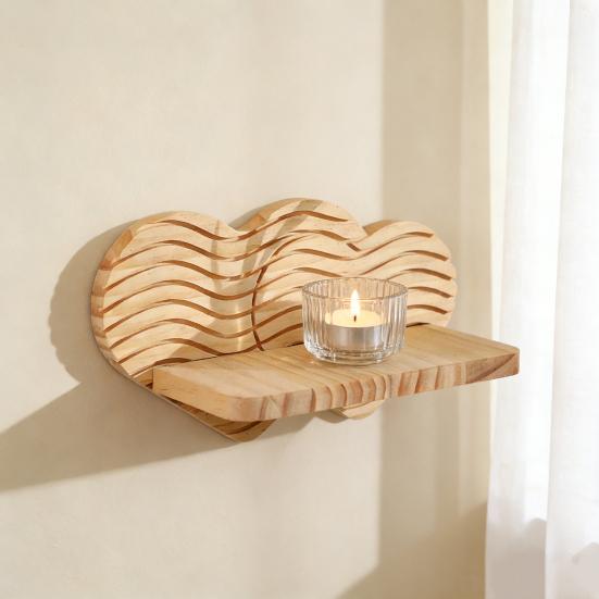 Wall Plant Holder Wooden Heart Shaped Floating Shelf Indoor Wall Mounted Flower Pot Display Stand for Entryway Hallway Bedroom Farmhouse Decor