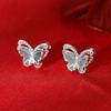 Sweet Double Butterfly Earrings For Women Girls Cute Animal Piercing Screw Ball Stud Earrings  Party Jewelry Accessories