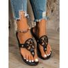Women's Flat Toe-Post Sandals, Hollow-Out Slip-On Flip Flops, Non-Slip Summer Casual Shoes, Plus Size