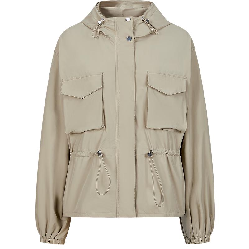 

JIUZI ANNACO Women s Outdoor Hooded Short Trench Coat M