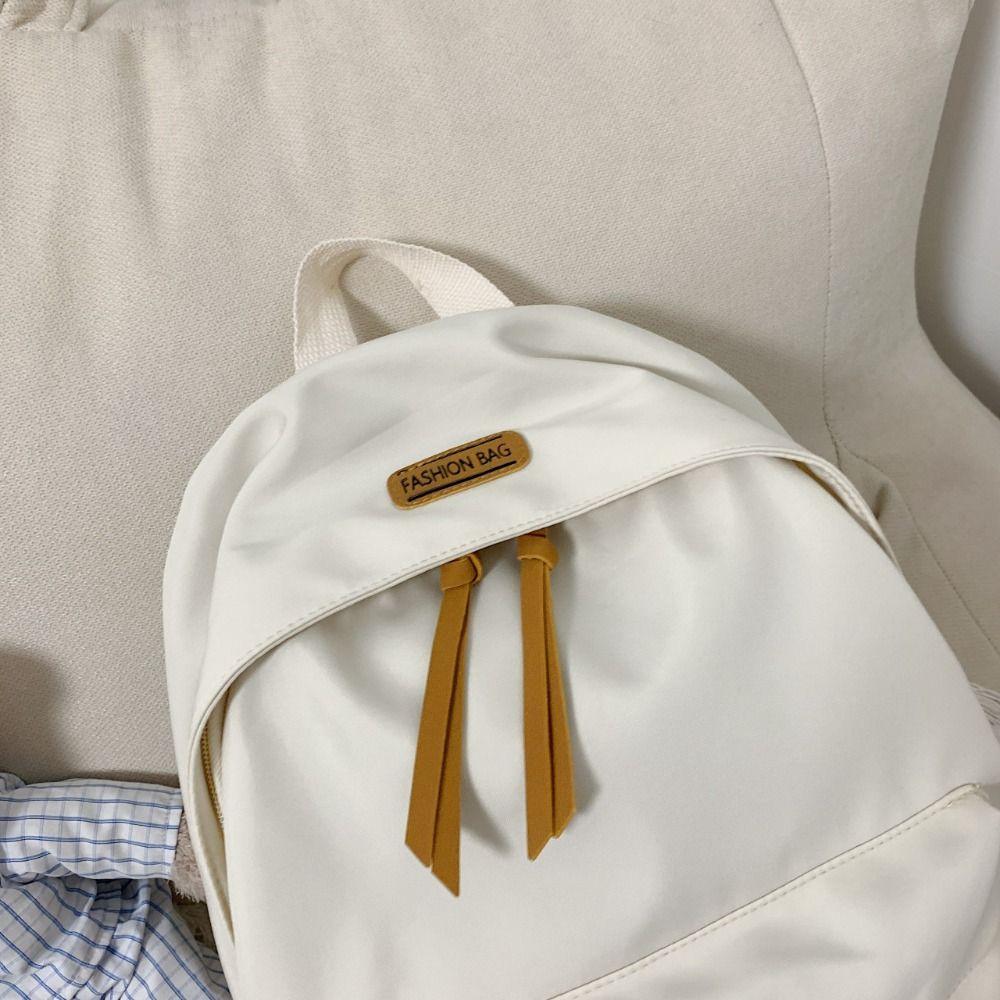 Trendy Nylon Polyester Versatile Backpack White Grey Black Blue Washable School Student Backpack Computer Bag Women Men