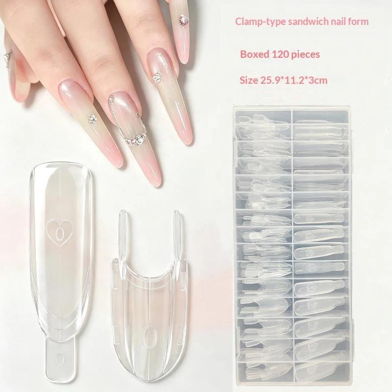 Formine Doppie Sandwich per Unghie 30/60/120 Pezzi Trasparenti Forma a Razzo Copertura Totale Stampo Superiore e Inferiore per Estensione Nail Art Manicure Riutilizzabile