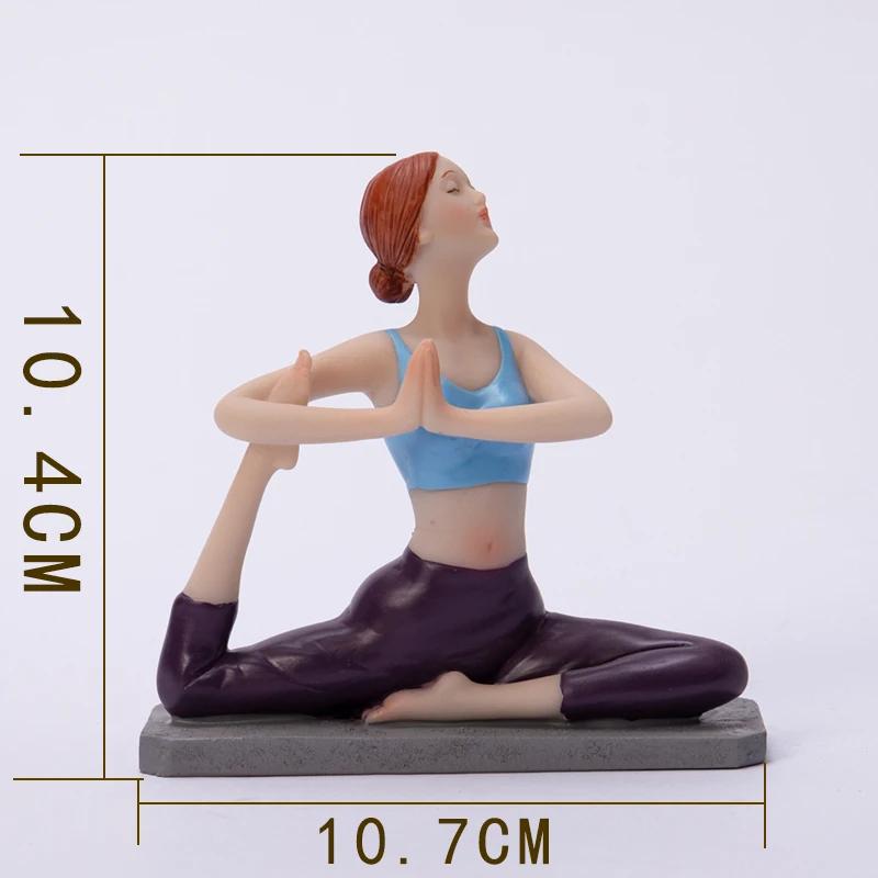 Creative Painted Yoga Girl Figures Statue Crafts Desk Decoration Yoga Sports Character Sculpture Ornaments Room Aesthetics Decor
