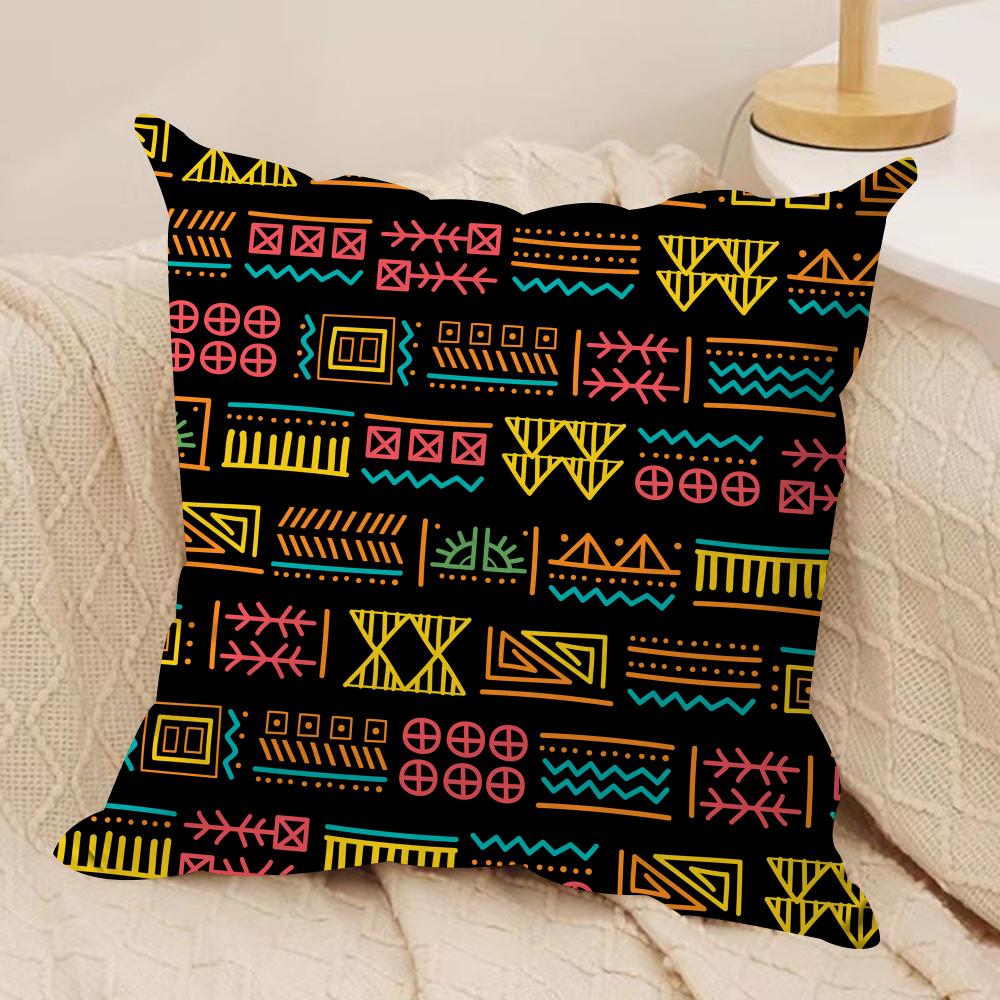 African Tribal Pattern Cushion Cover Short Plush Doublesided Print Square Throw Pillow Covers Sofa Home Cushion Decor