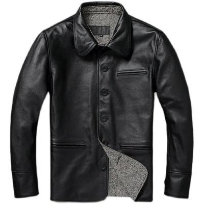 Chinese Size Classical Gatekeeper Jackets Long Genuine Cowhide Leather Jacket Men Spring Autumn Coats Mens Leather Jacket Chaquetas