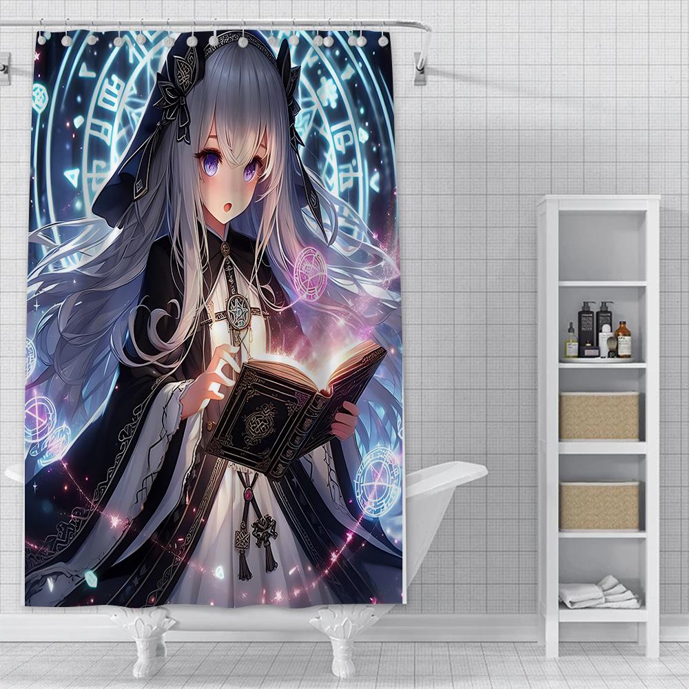Shower Curtain Waterproof Polyester Fabric Paint Colorful Bath Curtains Genshin Impact Home Bathroom Decor Curtain With Hook