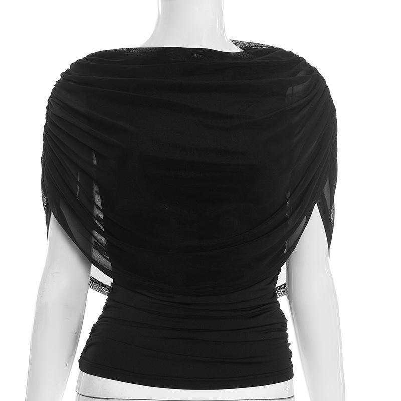 European Style Women's Solid Sleeveless Scarf Collar Top