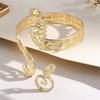 Verstellbares goldenes Seepferdchen-Armband und offener Fingerring, wasserdicht, stilvoller Damenschmuck, trendige Party-Accessoires