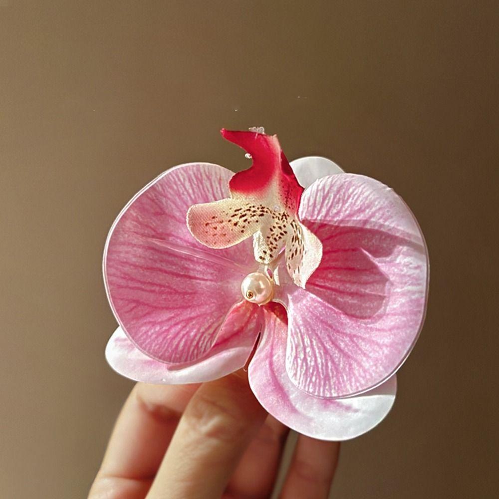 Pearl Flower Hair Clip Cloth Girl Hair Clip Cute Orchid Flower Hairpin Girl