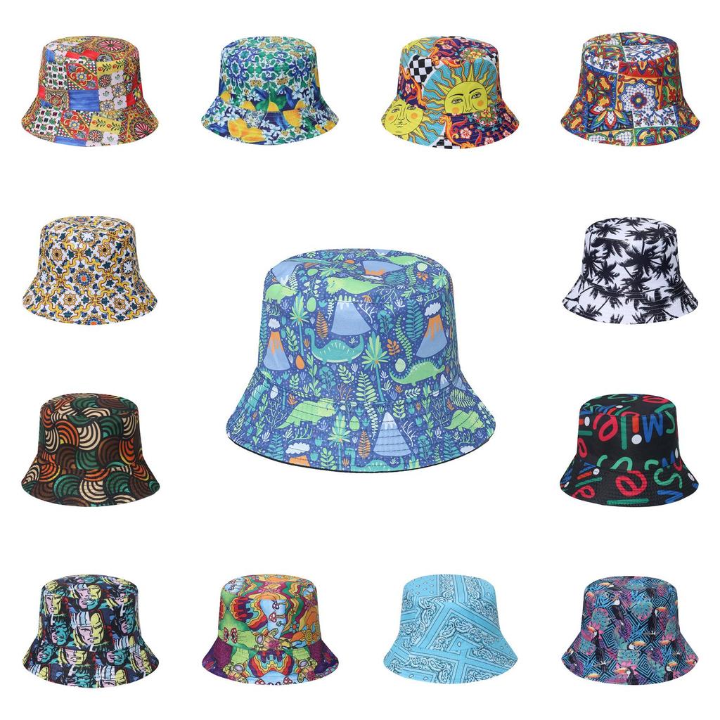 Versatile Style Hat Printing Womens Sunshade Short Brim Fishermans Hatscaps
