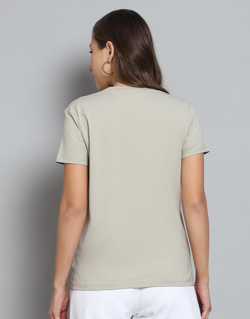 Monte Carlo Womens Printed Grey Round Neck Half Sleeve Top