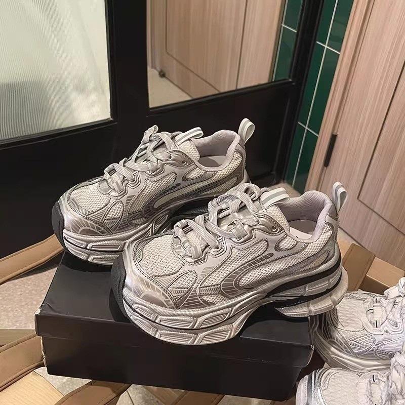 New platform muffin double-layer Paris dad shoes women's small casual shoes sneakers silver women's shoes
