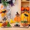 Whimsical Wooden Halloween Decoration Including Spring Bat Pumpkin And Skull For Atmosphere Spooky