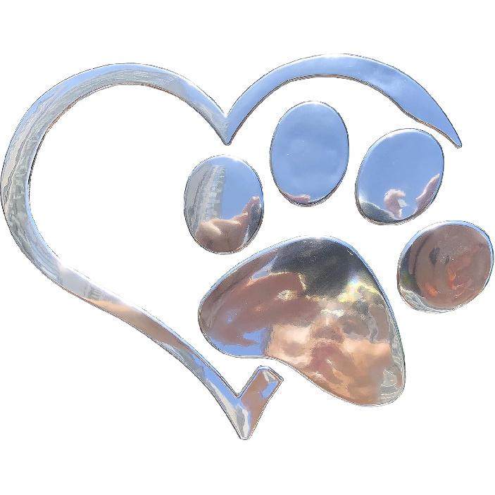 LZLRUN 3D Chrome Dog Paw Footprint with Peach Heart Sticker Decal Auto Car Emblem Decal Decoration (Black)
