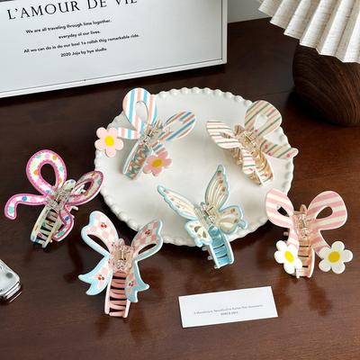 1 Stück Koreanische Version vielseitige florale Schleife Haarspange niedliche Haarspange halboffen Hinterkopf Haarklammer Haaraccessoire