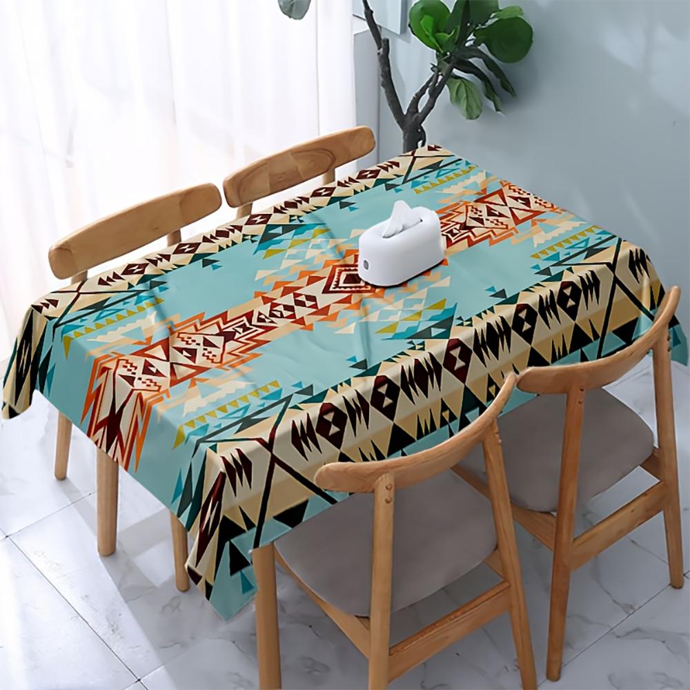 1pc Boho Geometric Aztec Tablecloth, Farmhouse Dining Table Cover for Kitchen Dining Room Party Decor