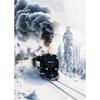 Wall Art Winter Snow Forest Train Deer Squirrel Pine Cone Canvas Painting Posters and Prints for Living Room Home Decor