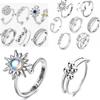 Anti Stress Anxiety Fidget Rings for Women Satinless Steel Spinner Sunflower Sun Star Ring Trendy Jewelry Accessories Gift