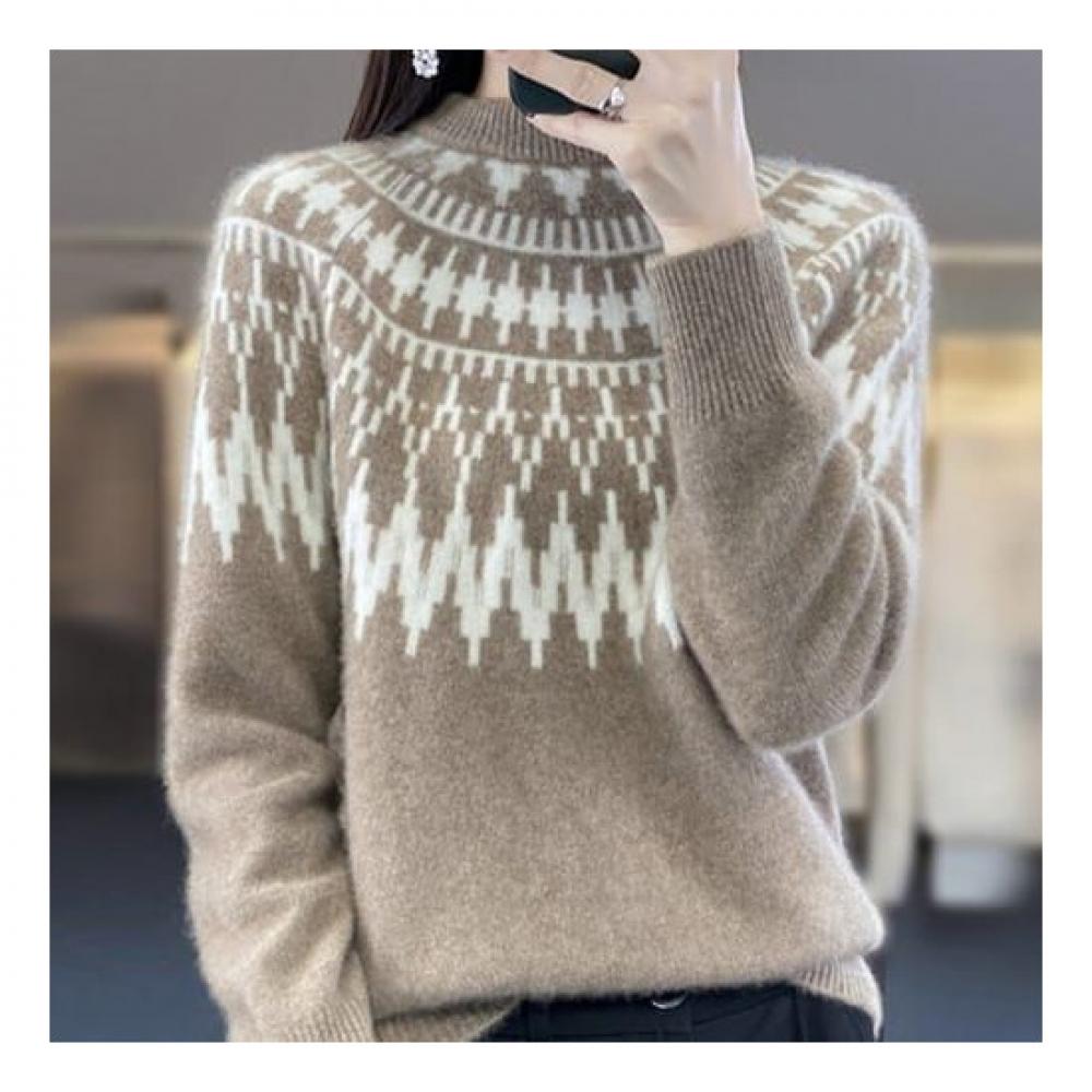 Navava Nk1933 Retro Pattern Soft Long Sleeve Knit
