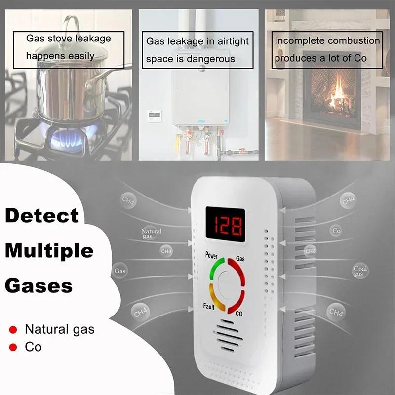 Smart Natural Gas CO Methane(CH4) Detector Combustible Gas Leak Monitor High-Sensitivity for Kitchen Safety Alarm Device