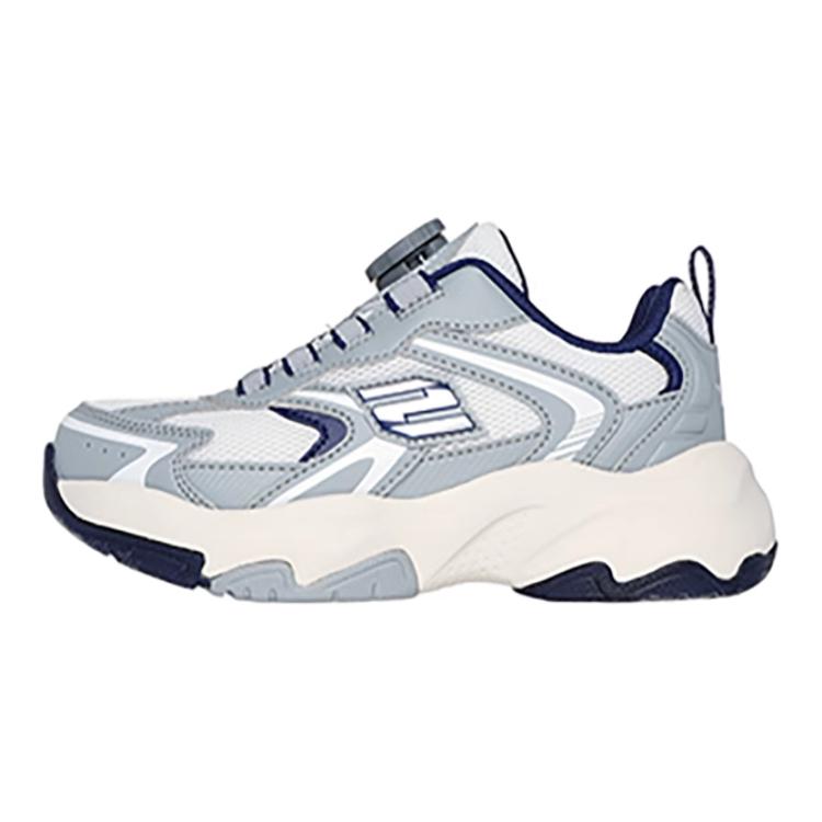 Skechers Kids Fabric Comfortable Non-Slip Durable Low-Top Casual Shoes Kids Sneakers Gray White 405292L-GYW