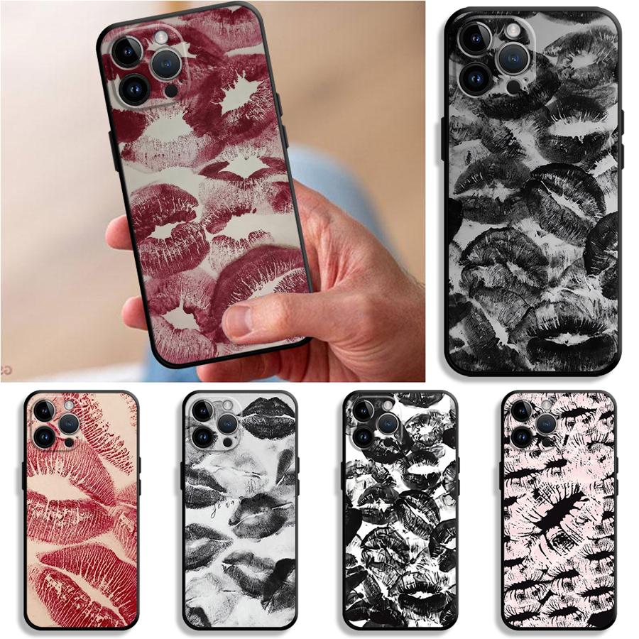 Phone Case for Apple iPhone 17 Pro Max 17e 12 16 13 14 XR XS MAX 15 Pro 7 8 11 Air Funda Phone Cover Lip KISS
