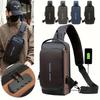Men's Anti Theft Sling Bag USB Charging Port Crossbody Chest Shoulder Bag Travel Daypack Waterproof Messenger Bag for Men