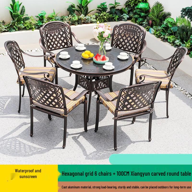 Outdoor Cast Aluminum Table & Chairs Set