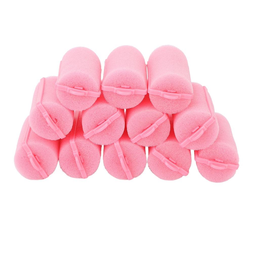 12pcs Pink Soft Hair Curler Soft Hair Roller Set Styling Tool Foam Hair Roller Home Salon