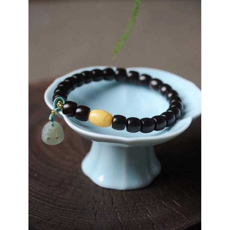 DIY Indian Rosewood 78 Straight Cut Bracelet New Chinese Style Unisex Fashionable Simple