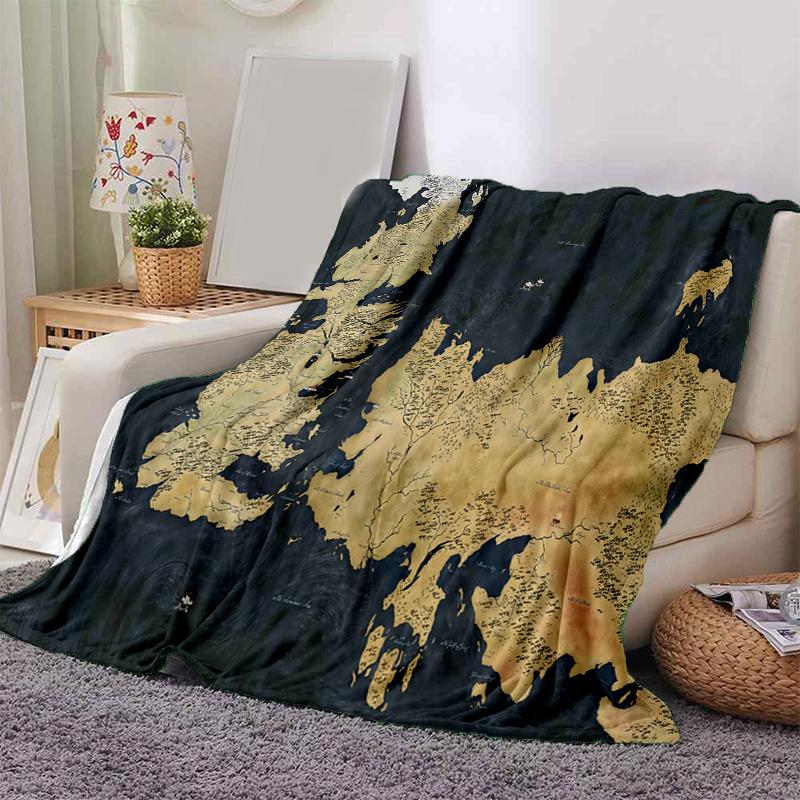 Game of Thrones Map: Westeros & Essos Wall Art DecorPrint Blanket, Soft Blanket For Sofa Office Bed And Travelling Daughter Birthday Gift es 130cm×150cm(50in×60in)