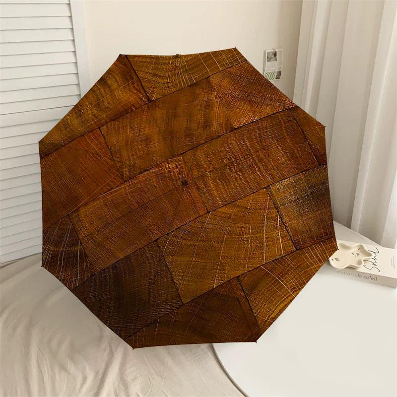 

1PC wooden texture Umbrella-8-Rib Reinforced, Automatic Open, Lightweight & Durable, Cute Fashion Accessory for Outdoor-T386