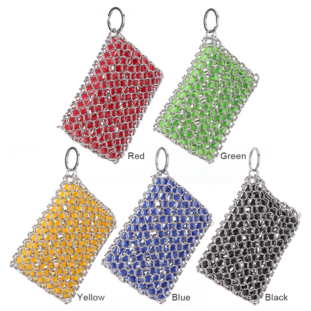 Cast Iron Cleaner with Hanging Ring Chainmail Scrubber Stainless Steel Pot Pans Cleaning Scrubber for Griddle Skillet Dutch Oven