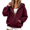 Unisex Color Zip-Up Lined Hoodie Sweatshirt for Couples