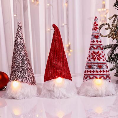 Tessuto Lavorato a Maglia con Paillettes Bambola Vecchio Senza Volto Luminosa Decorazione di Natale Vecchio Luminoso