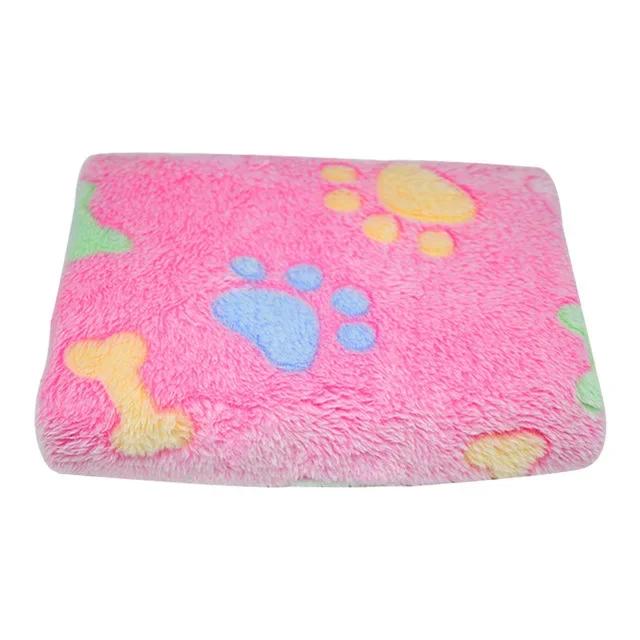 Lovely Pet Small Large Warm Paw Print Dog Puppy Cat Fleece Soft Blanket Beds Mat for Small Medium Large Dogs Mat
