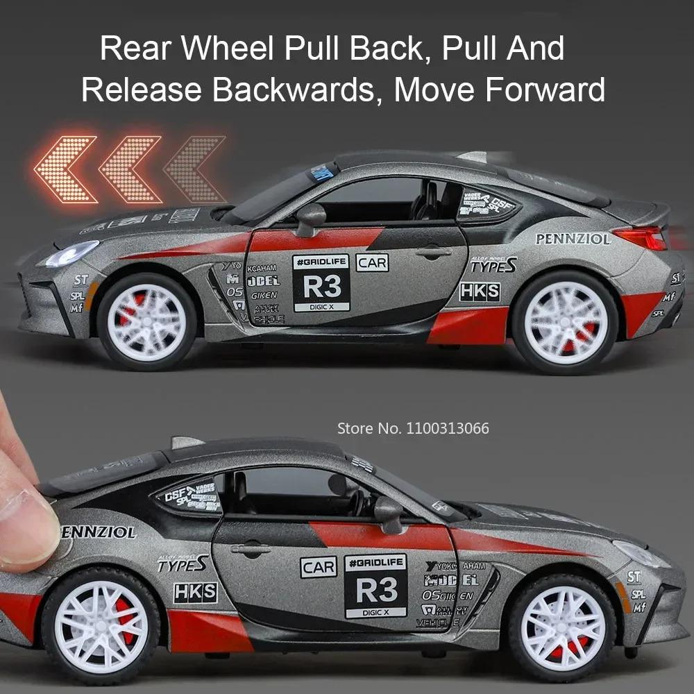 1:32 GR86 M4 Toys Models Cars Alloy Diecasting Miniature Car Toy Light Music Wheel Pull Back Vehicles for Toddler Kids Gifts