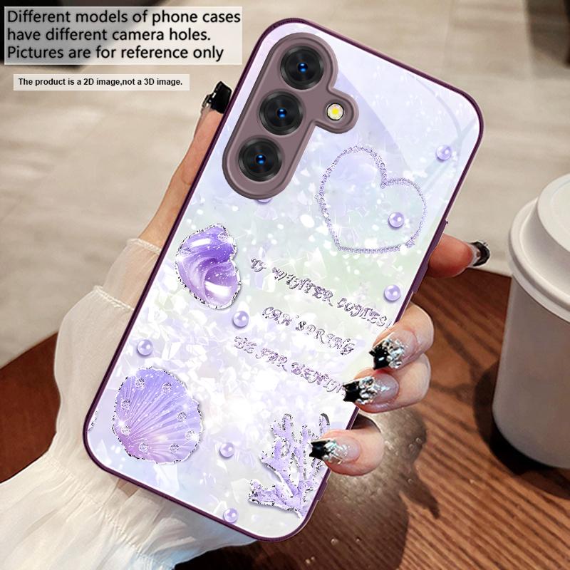 Beautiful Purple Shell For Samsung S25 S25 Edge S25Ultra S8 9 S10 20 U Ltra S21 Pro 22 Plus S23 FE S24 Ultra Glass Phone Case