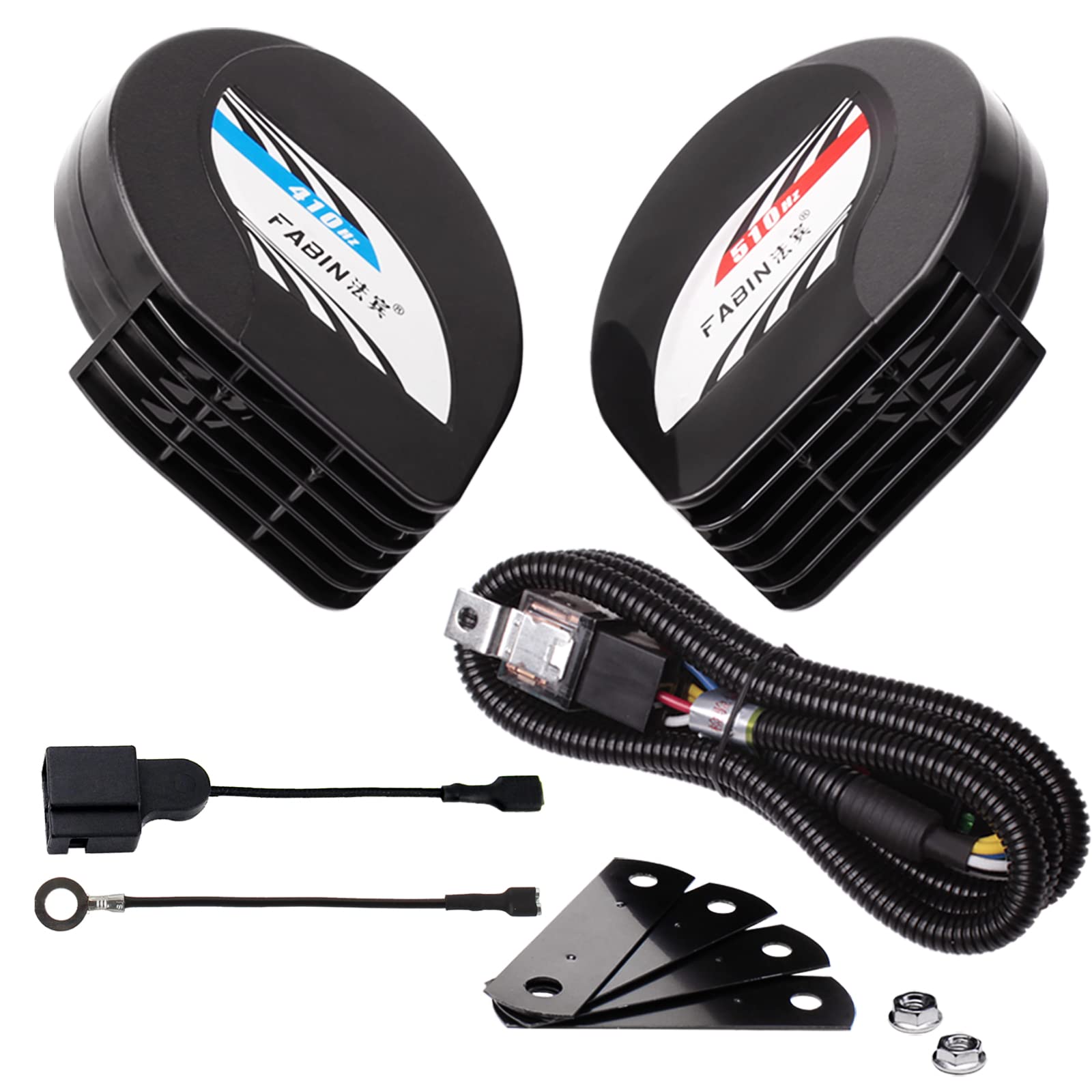 

FARBIN Slender Horn Thin Compact Horn Universal Twin Tone Horn Set Combination Bifurcated 12V