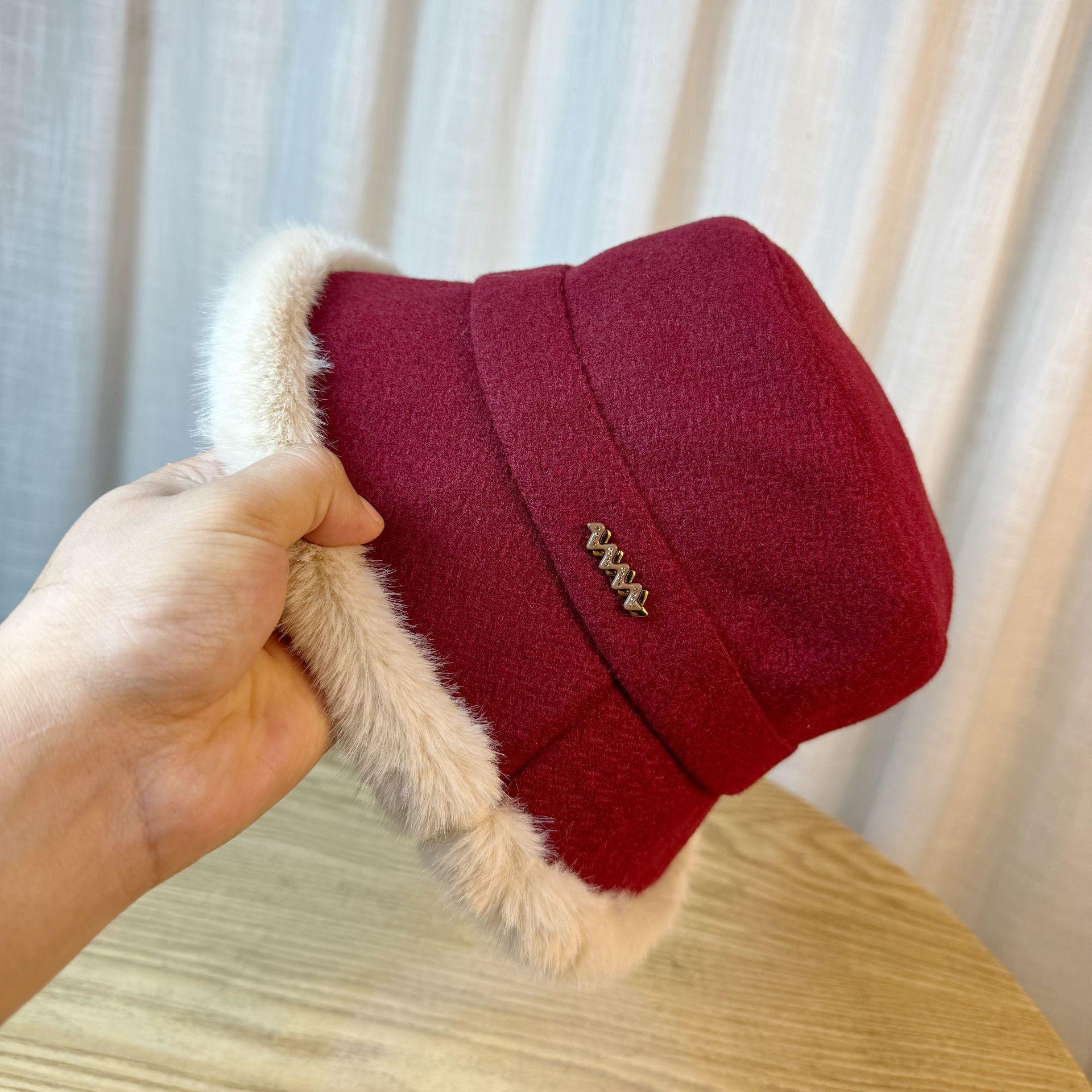 

Шерстяная Утепленная Теплая Панама Женская Зимняя Холодная Плюшевая Шапка с Защитой Ушей Модная Панама one size бордовый