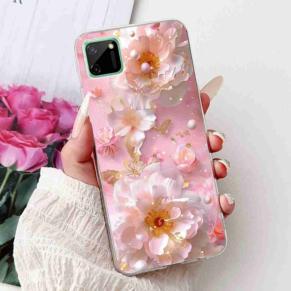 For Oppo Realme C11 6.5" Case Colorful Butterfly Soft Silicone TPU Cover For Realme c11 C11 RMX2185 Fashion Flower Phone Cases