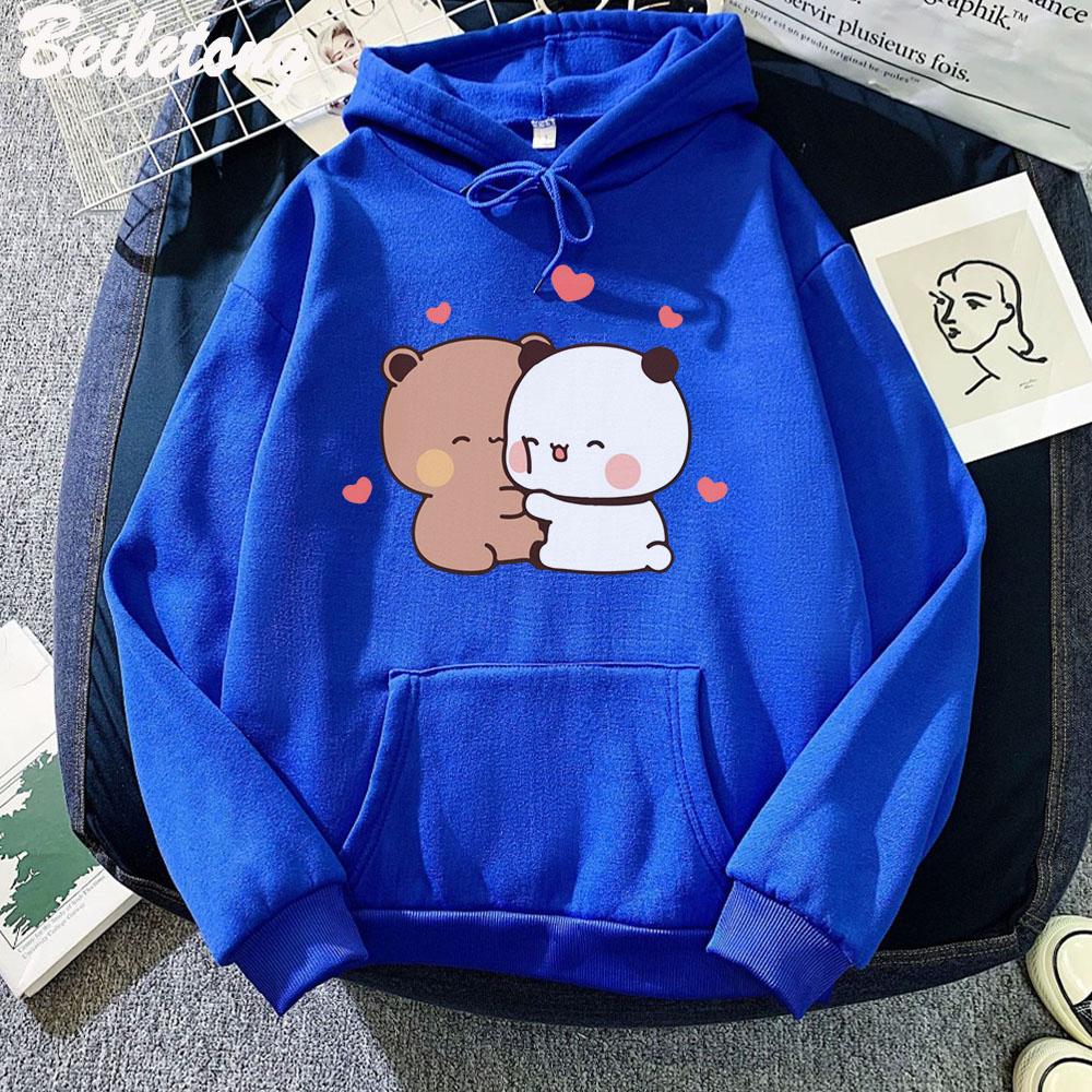 Panda Bear Cute Cartoon Hoodies Bubu Dudu Kawaii Clothing Girls Loose Sweatshirts Spring/Autumn Pink Long Sleeve Pocket Harajuku