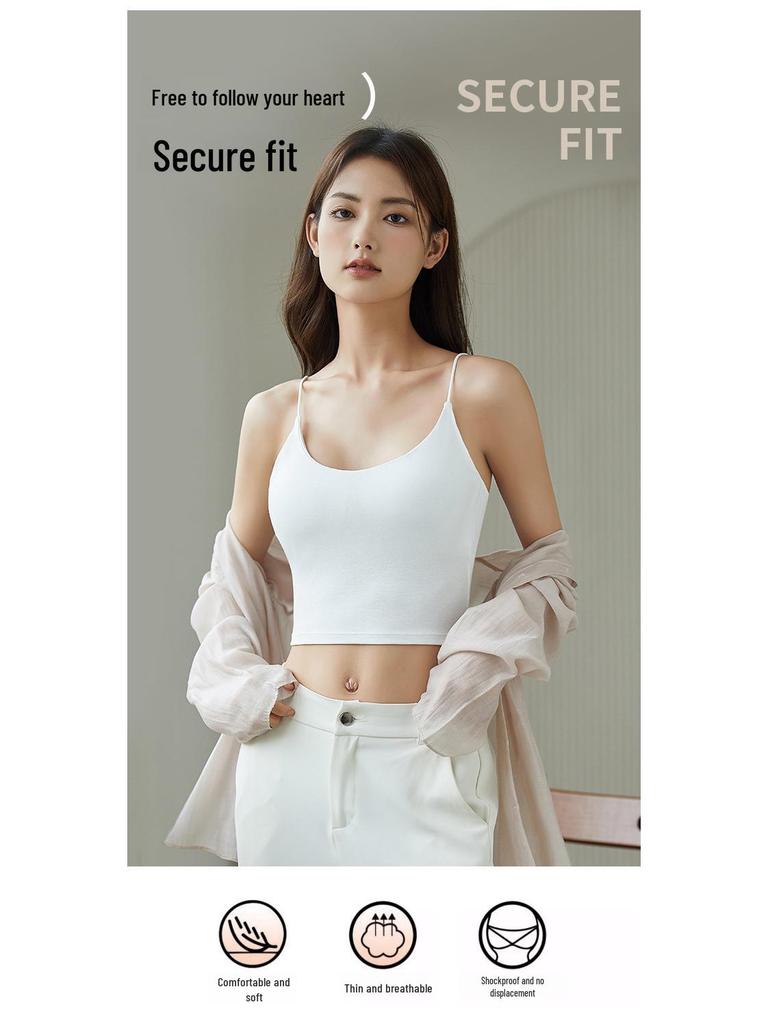 Letni jednoczęściowy biustonosz z tyłem w kształcie litery U: Cienki, Wygodny, Oddychający, z Wkładkami na Biust, Bezprzewodowy dla Kobiet